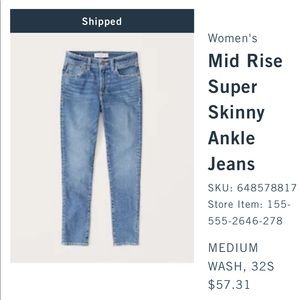 Size 14 abercrombie skinny jeans